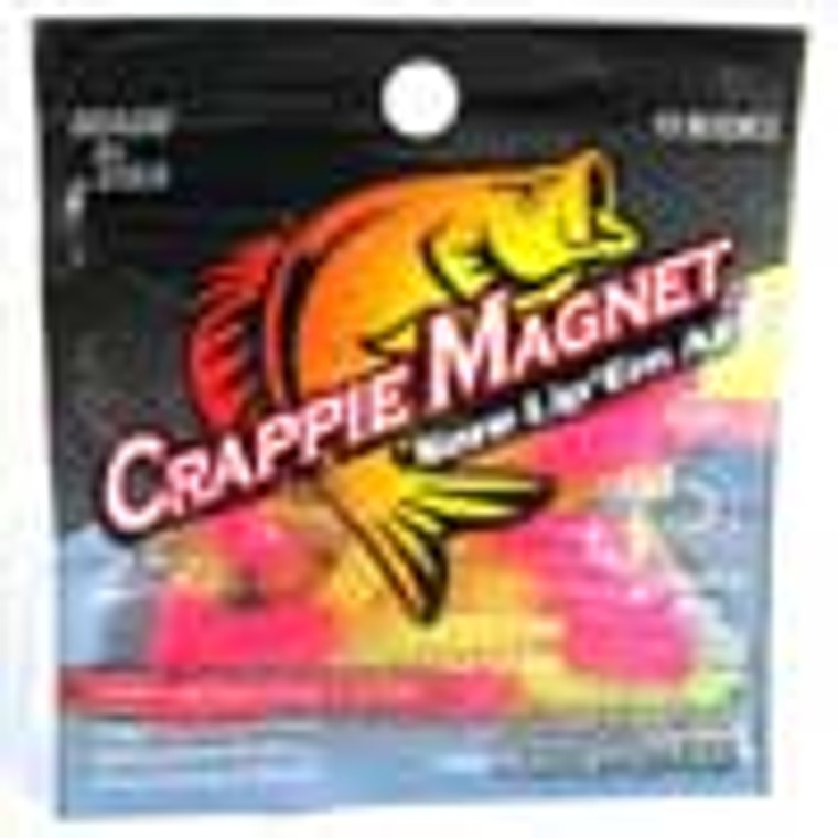 Leland Crappie Magnet 1.5" 15ct Pink/Chartreuse, made by Crappie Magnet Baits -