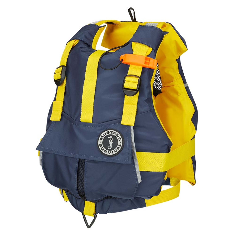 Mustang Youth Bobby Foam Vest - Yellow/Navy, made by Mustang Survival - MV2500-5-0-216