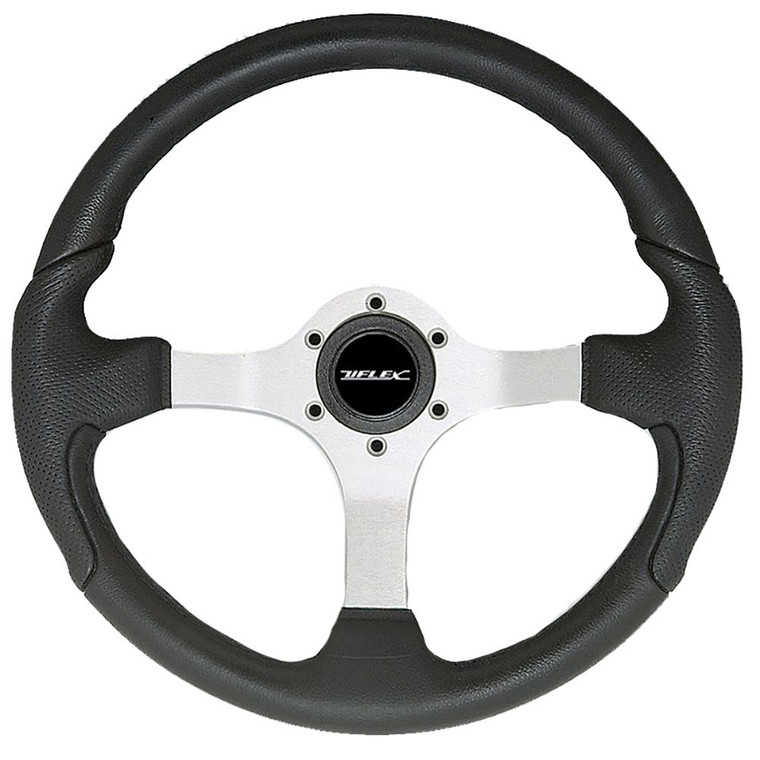 Uflex Nisida Steering Wheel 13.8" - Black Polyurethane Grip w/Black Aluminum Spokes, made by Uflex USA - NISIDA-B/B