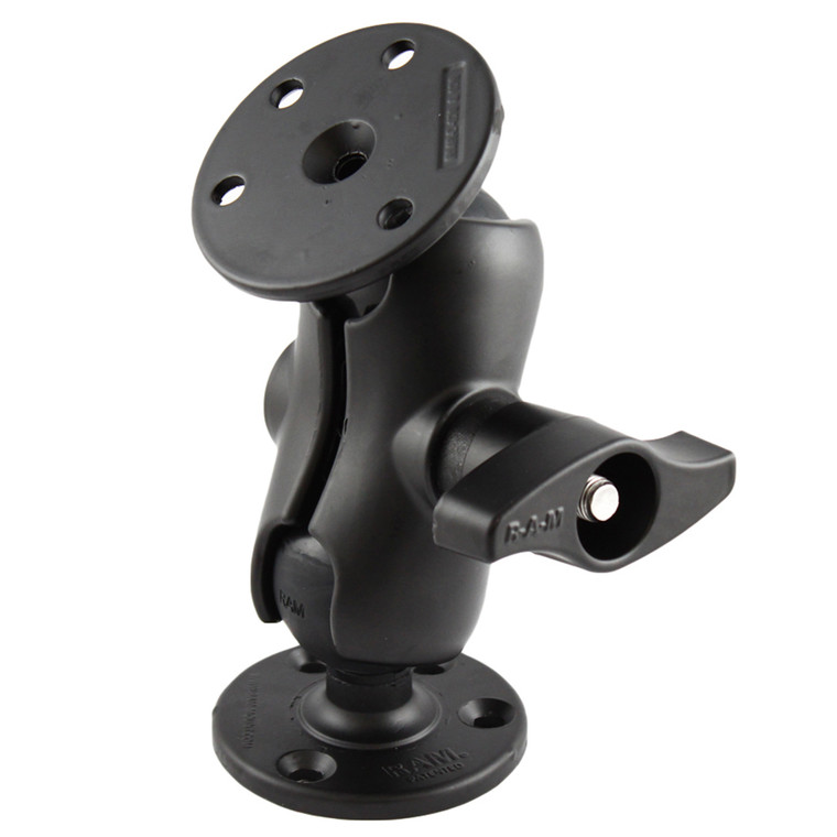 RAM Mount D Size 2.25" Ball Mount w/2 qty 3.68" Round Plates & Short Length Double Socket Arm, made by RAM Mounting Systems - RAM-D-101U-C