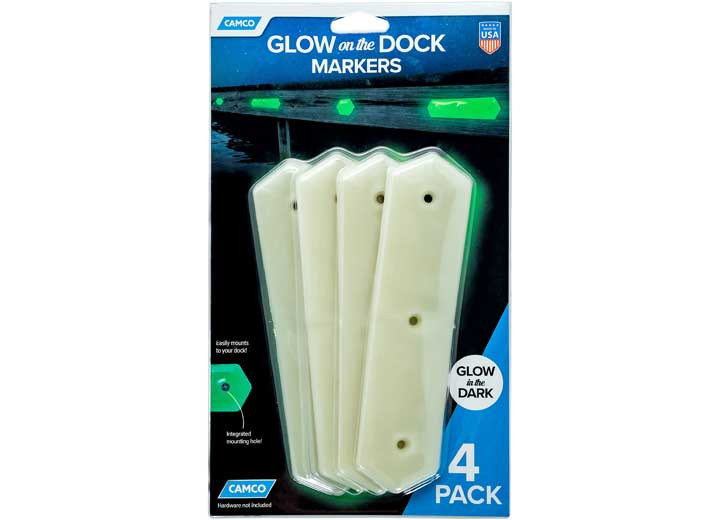 Glow On The Dock Pier Markers Elongated Hex 4pk (retail), made by Camco - 50146