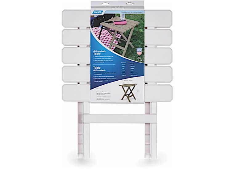 Table Adirondack Style Quickfolding Plastic Lg White, made by Camco - 51695