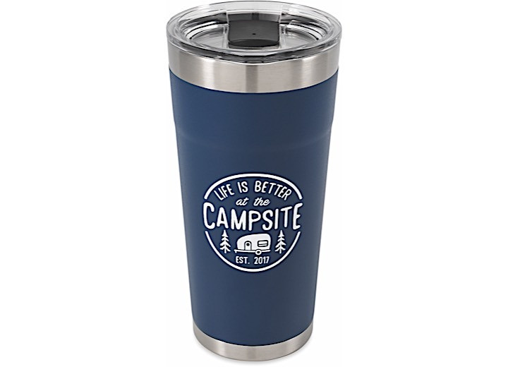 Life Is Better At The Campsite Tumbler Painted Navy 20oz, made by Camco - 53323