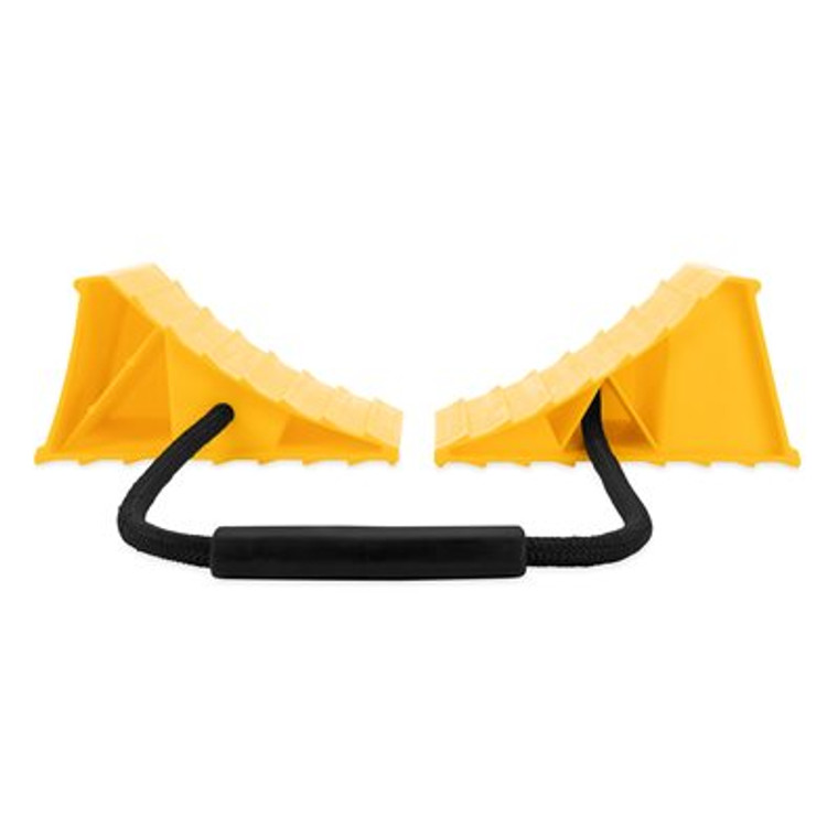 Wheel Chock Double W/rope Yellow (e/f), made by Camco - 44470