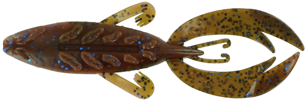 Rojas Fight Frog 4"" Grn Pmp/brn/blu, made by Big Bite Baits - 4RFF-23