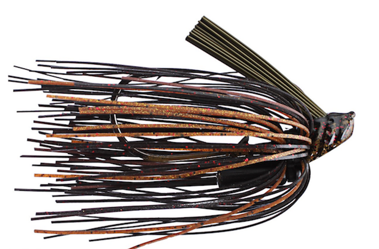 V & M Adren Flip Jig 3/8 Blk Br Amber, made by Bayou Outdoors - PAFBBA38