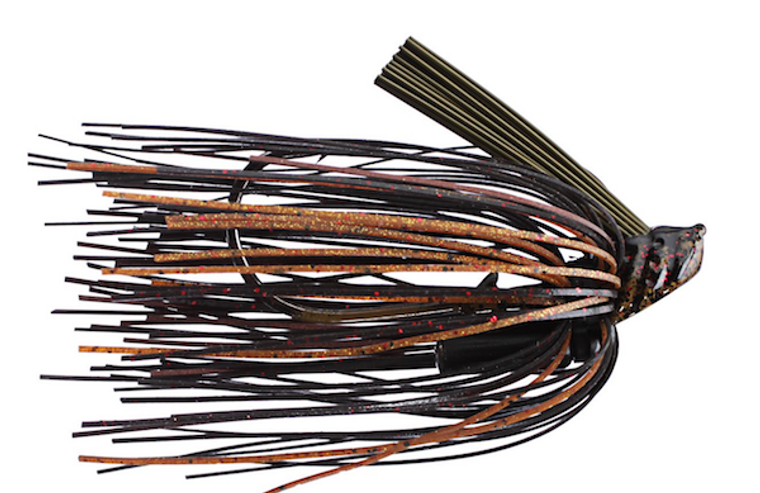 V & M Adren Flip Jig 1/2 Blk Br Amber, made by Bayou Outdoors - PAFBBA12