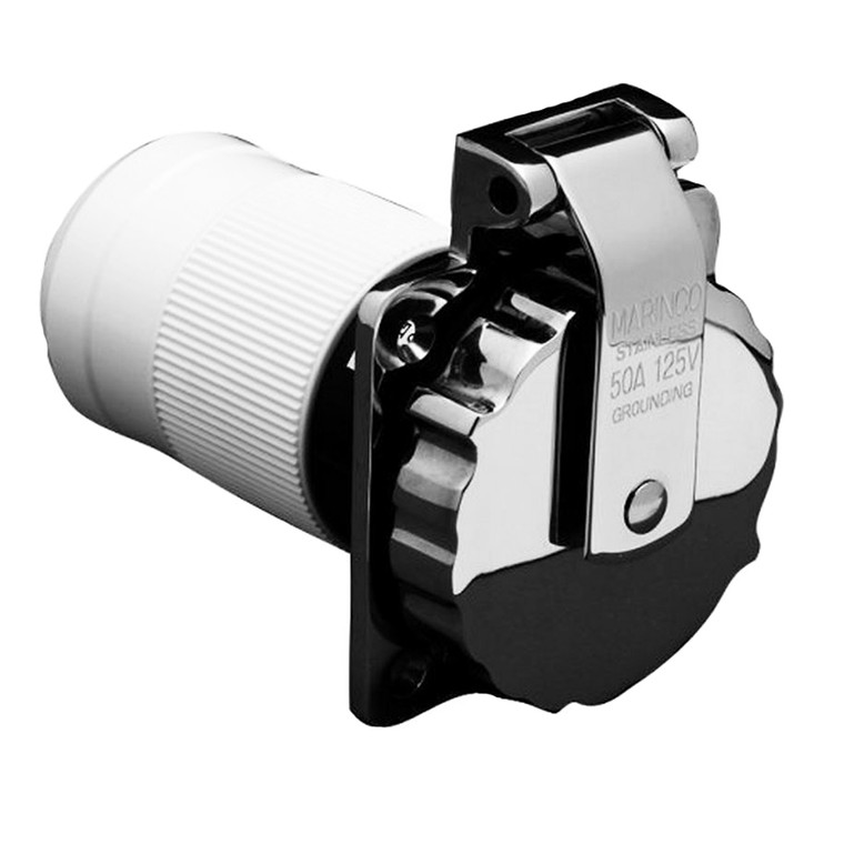 Marinco 6371EL-B 50Amp/125V Stainless Steel Inlet - 6371EL-B, made by Marinco - 6371EL-B