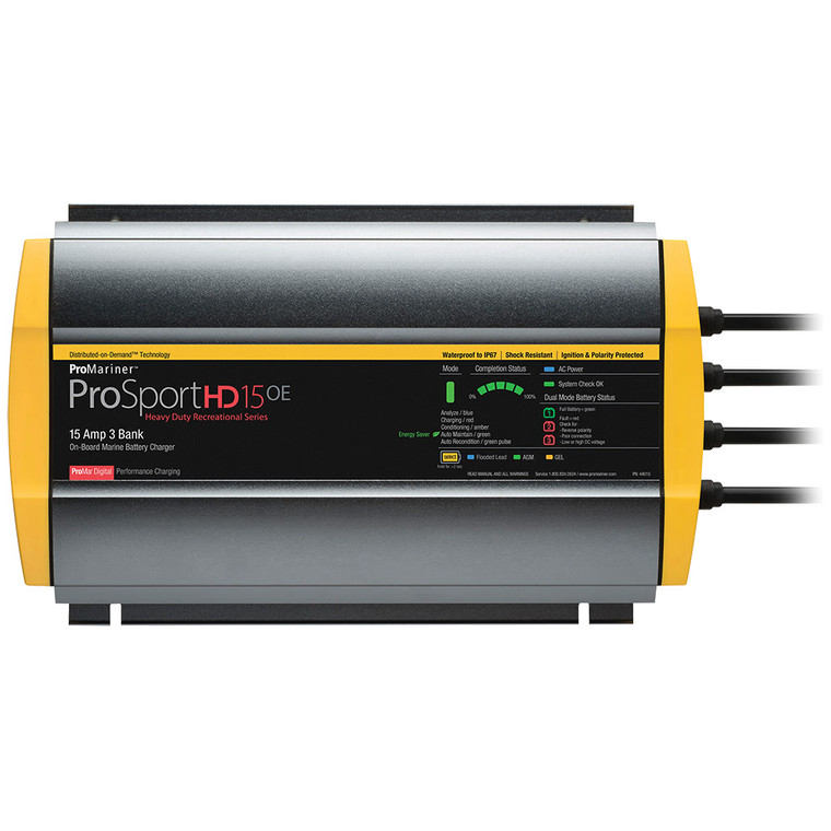 ProMariner ProSportHD 15 Gen 4 - 15 Amp - 3-Bank Battery Charger - 44015, made by ProMariner - 44015 ProMariner ProSportHD 15 Gen 4 - 15 Amp - 3-Bank Battery Charger - 44015, made by ProMariner - 44015