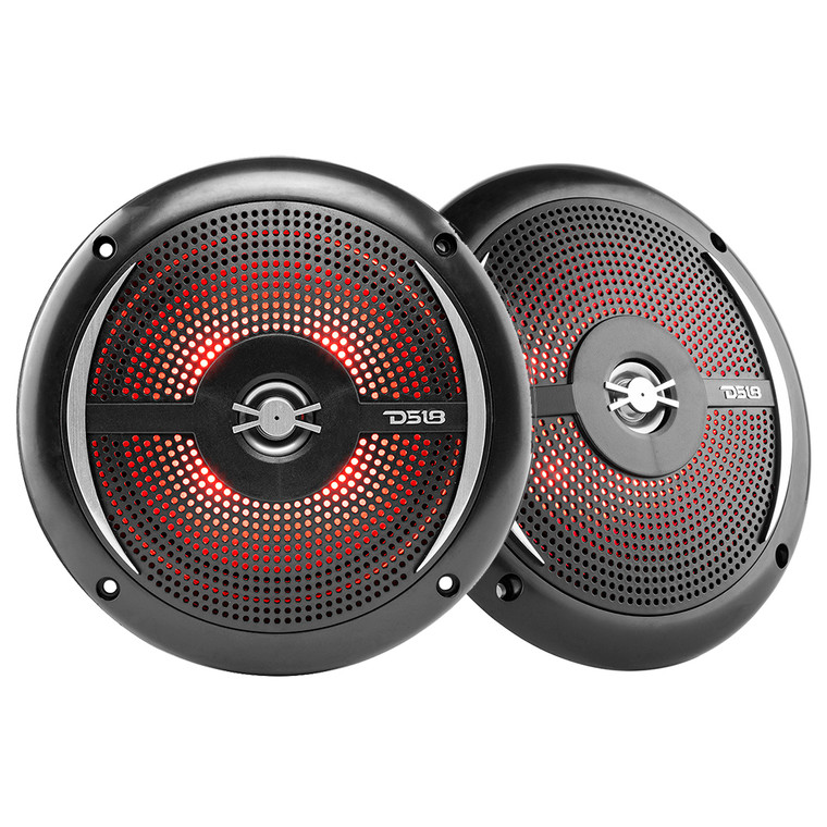 DS18 HYDRO 6.5" 2-Way Marine Slim Speakers w/RGB LED Lighting 100W - Black - NXL-6SL/BK, made by DS18 - NXL-6SL/BK