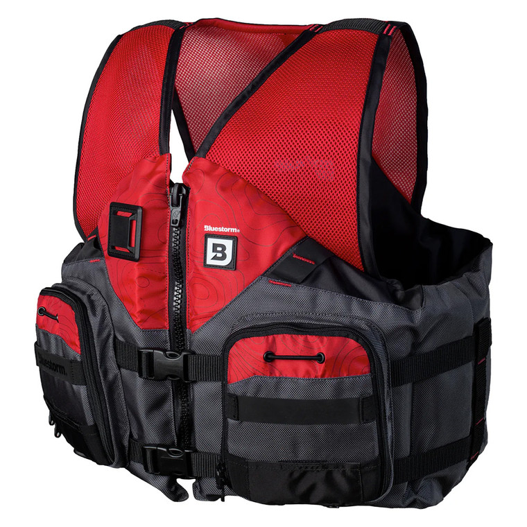 Bluestorm Sportsman Adult Mesh Fishing Life Jacket - Nitro Red - L/XL - BS-105-FDC-L/XL, made by Bluestorm - BS-105-FDC-L/XL