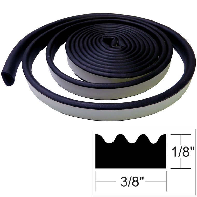 TACO Weather Seal - 10'L x ⅛"H x ⅜"W - Black - V30-0113B10-1, made by TACO Marine - V30-0113B10-1
