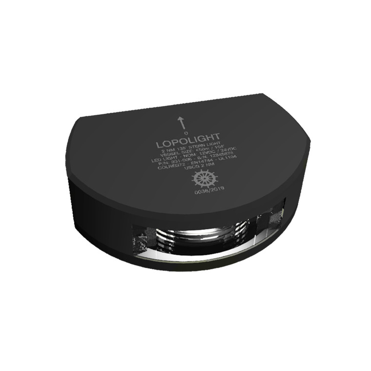 Lopolight Series 301-006 - Stern Light - 2NM - Vertical Mount - White - Black Housing - 301-006-B, made by Lopolight - 301-006-B