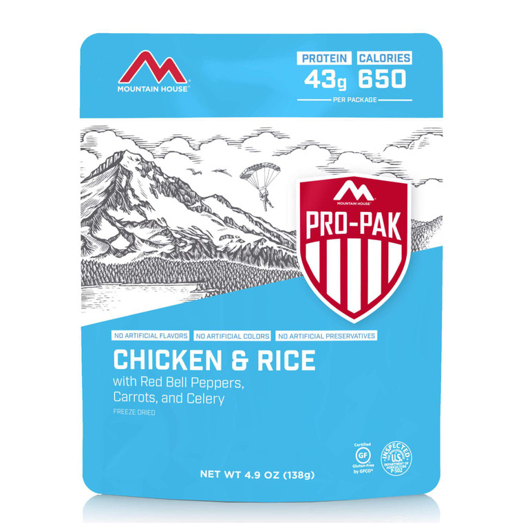 Pro Pak Rice & Chicken, made by Mountain House -