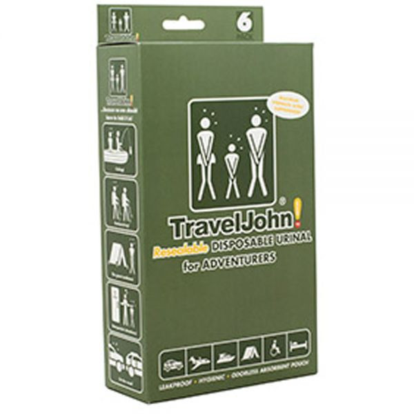 Disposable Urinals 6 Pk, made by Travel John -