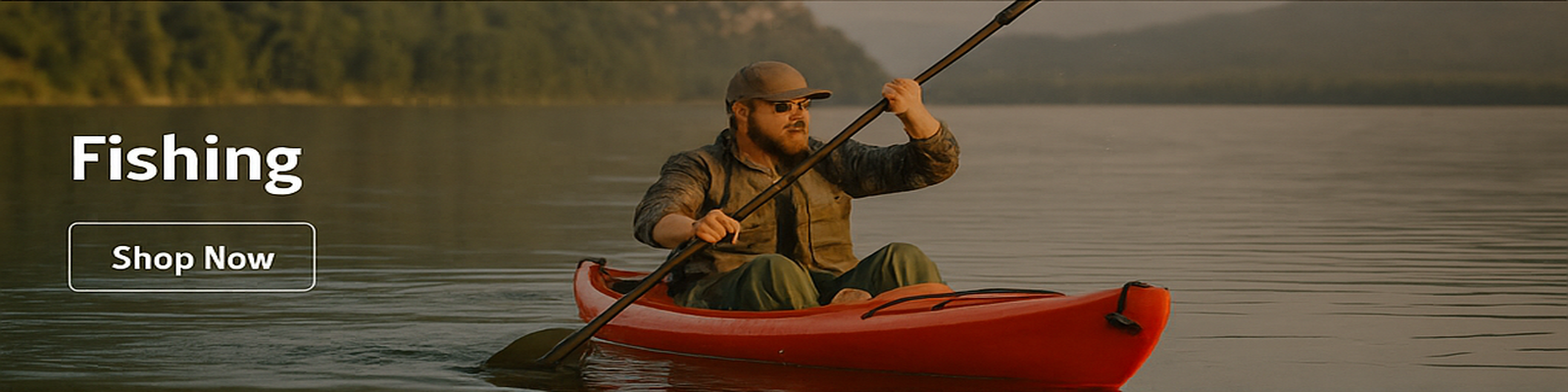 Man Paddling In Kayak, Fishing Category