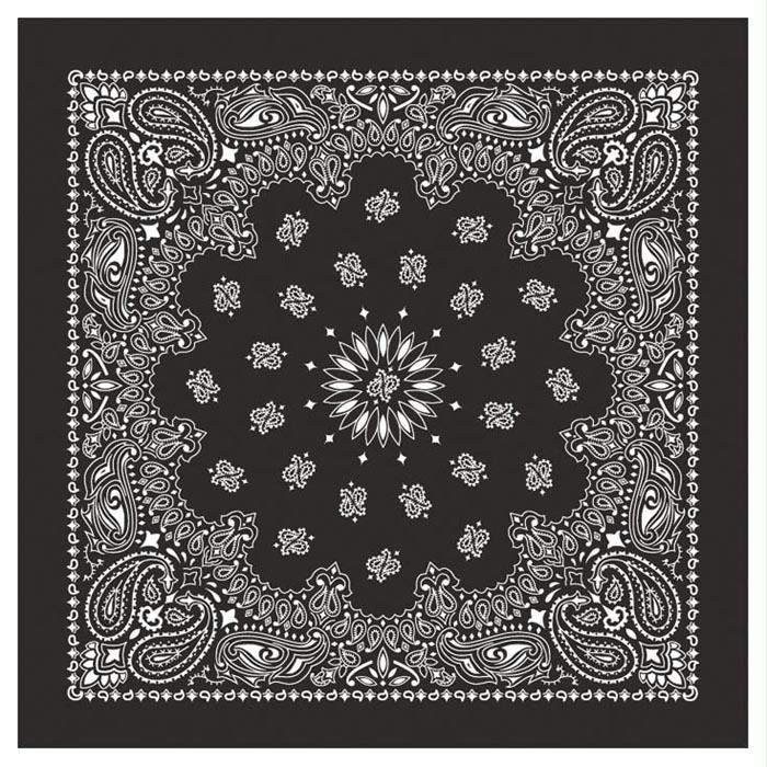 Bandanas Black W/Hang Tg & Upc, made by CAROLINA MANUF -