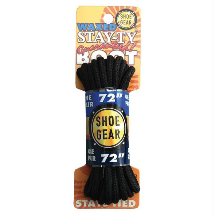 Waxed Boot Laces 72" Blk/Blk, made by Shoe Gear -