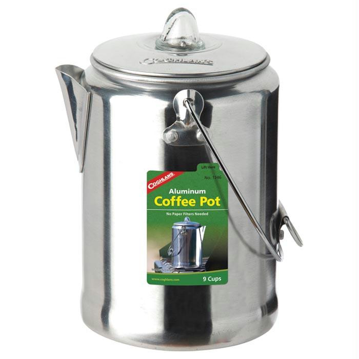 Aluminum Coffee Pot 9 Cup, made by Coghlans -