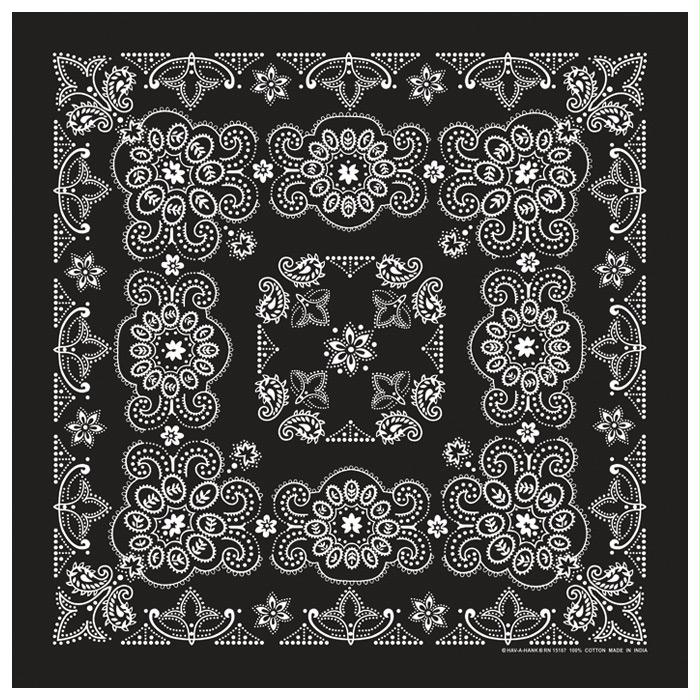 Texas Paisley Bandana Black, made by CAROLINA MANUF -