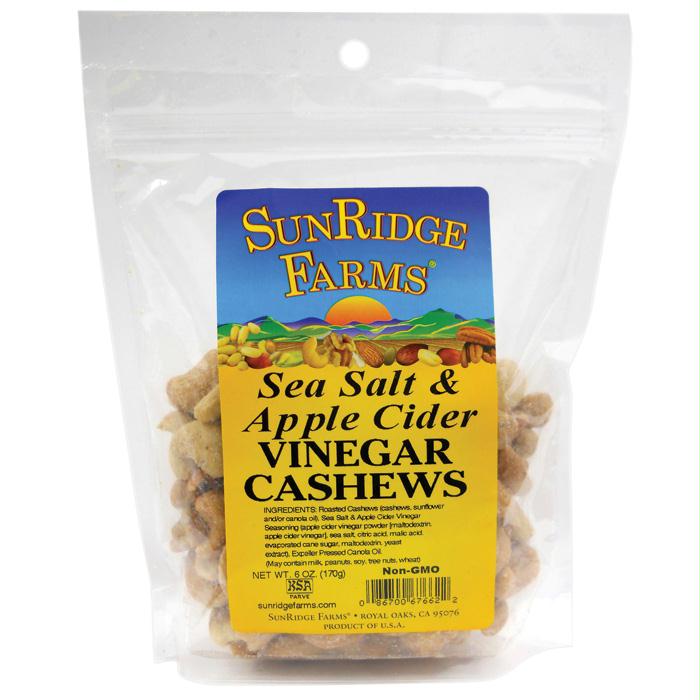 Cashews Sea Salt/Apple Vinegar, made by Sunridge Farms -