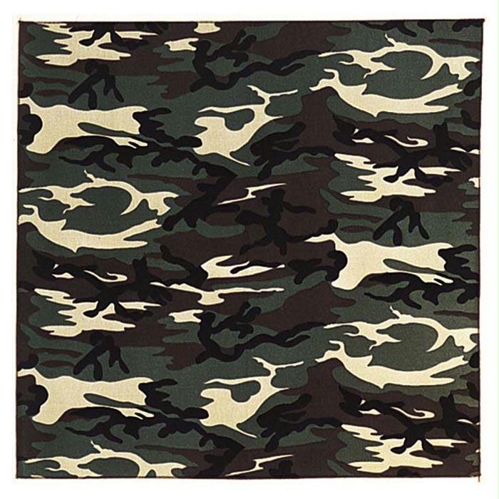 Woodland Camouflage Bandana, made by CAROLINA MANUF -