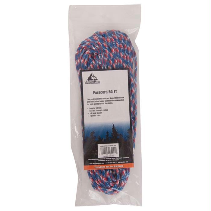 Paracord 50 Ft Red,White,Blue, made by Liberty Mountain -