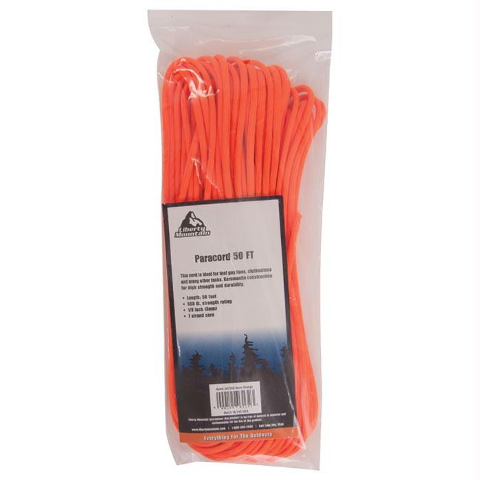 Paracord 50 Ft Neon Orange, made by Liberty Mountain -