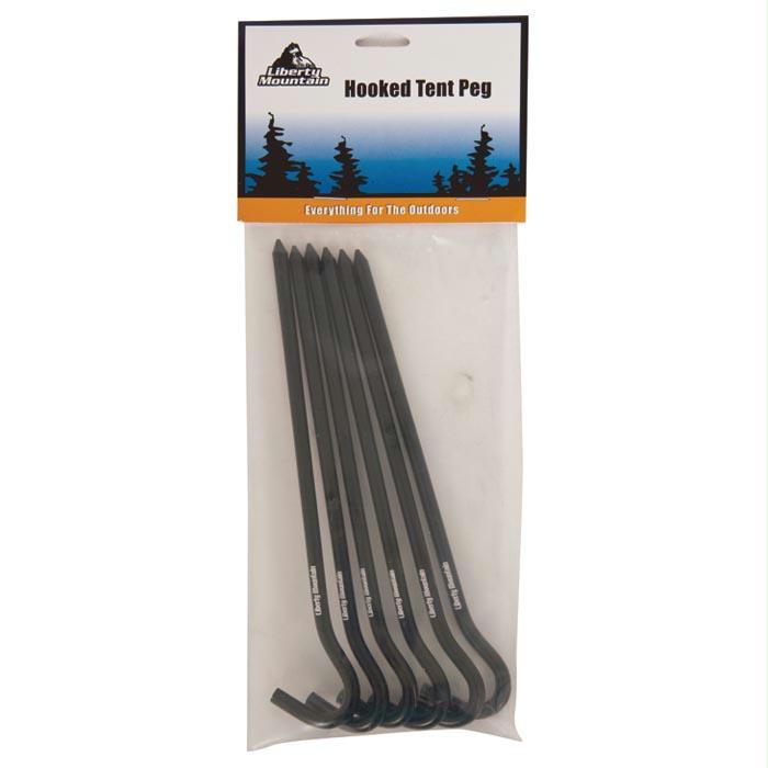 Alum Hooked Tent Peg 7" 6Pk, made by Liberty Mountain - Alum Hooked Tent Peg 7" 6Pk, made by Liberty Mountain -