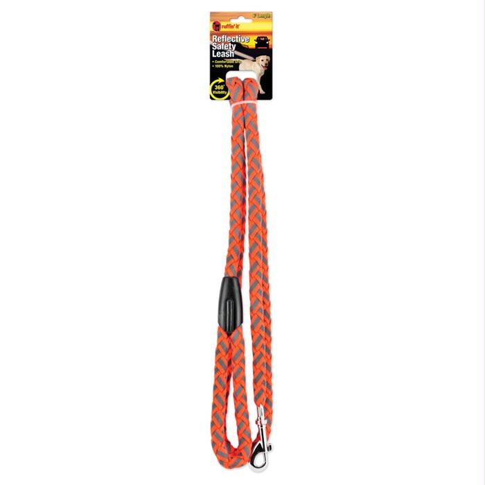 Brded Rflct Dg Leash Org 5/8X6, made by Ruffin' It -