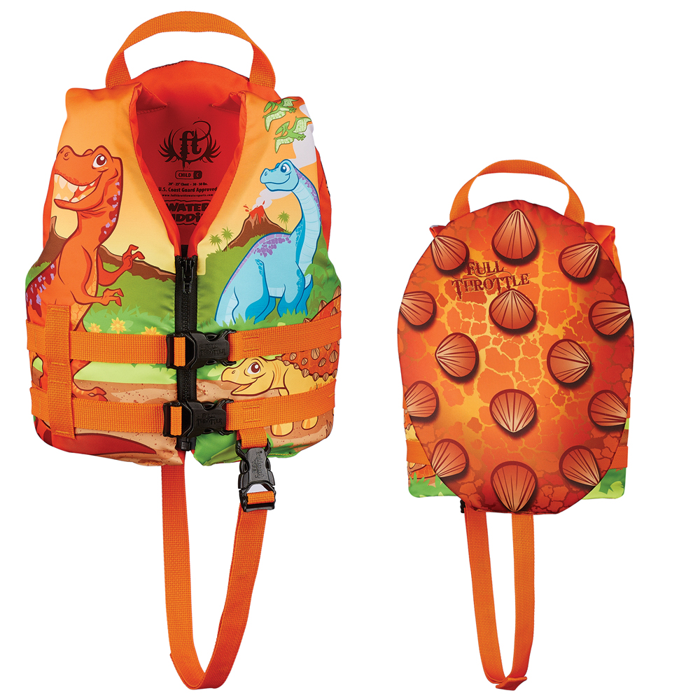 Full Throttle Water Buddies Life Vest - Child 30-50lbs - Dinosaurs, made by Full Throttle - 104300-200-001-15 Full Throttle Water Buddies Life Vest - Child 30-50lbs - Dinosaurs, made by Full Throttle - 104300-200-001-15
