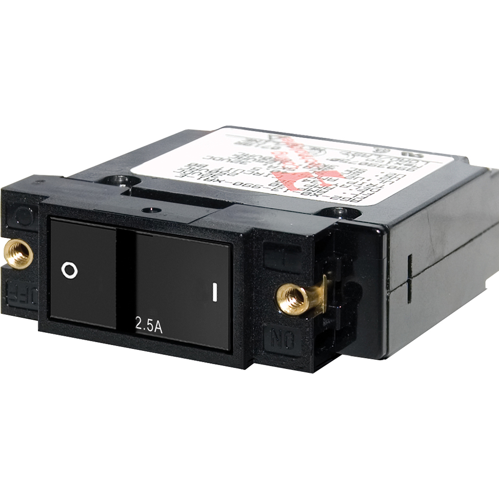 Blue Sea 7399 A-Series Flat Rocker Circuit Breaker - Single Pole - 2.5A, made by Blue Sea Systems - 7399 Blue Sea 7399 A-Series Flat Rocker Circuit Breaker - Single Pole - 2.5A, made by Blue Sea Systems - 7399