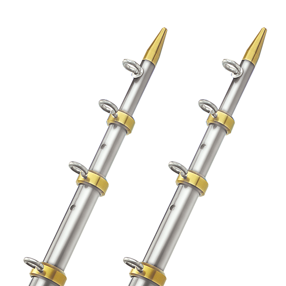 TACO 15' Telescopic Outrigger Poles HD 1-½" - Silver/Gold, made by TACO Marine - OT-0541VEL15-HD TACO 15' Telescopic Outrigger Poles HD 1-½" - Silver/Gold, made by TACO Marine - OT-0541VEL15-HD
