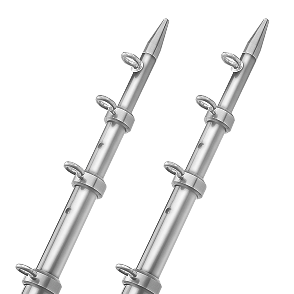 TACO 15' Telescopic Outrigger Poles HD 1-½" - Silver/Silver, made by TACO Marine - OT-0542VEL15-HD TACO 15' Telescopic Outrigger Poles HD 1-½" - Silver/Silver, made by TACO Marine - OT-0542VEL15-HD