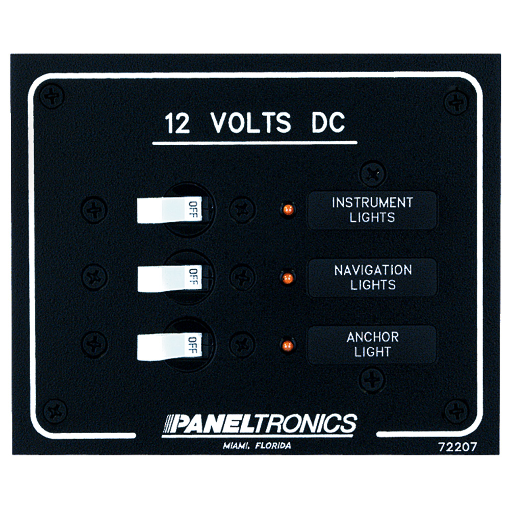 Paneltronics Standard DC 3 Position Breaker Panel w/LEDs, made by Paneltronics - 9972207B Paneltronics Standard DC 3 Position Breaker Panel w/LEDs, made by Paneltronics - 9972207B