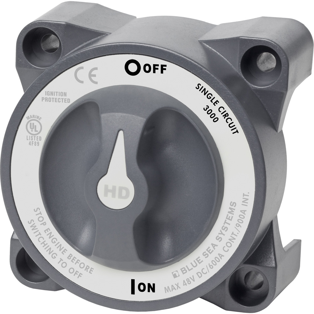 Blue Sea 3000 HD-Series Battery Switch Single Circuit ON/OFF, made by Blue Sea Systems - 3000 Blue Sea 3000 HD-Series Battery Switch Single Circuit ON/OFF, made by Blue Sea Systems - 3000