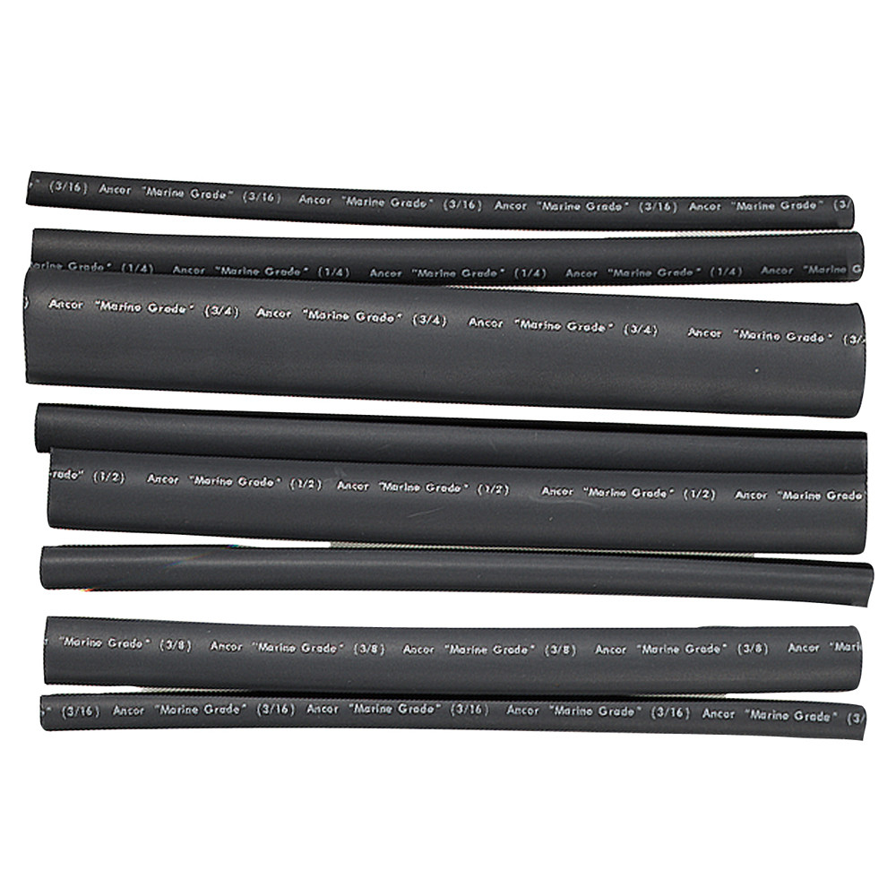 Ancor Adhesive Lined Heat Shrink Tubing - Assorted 8-Pack, 6", 20-2/0 AWG, Black, made by Ancor - 301506 Ancor Adhesive Lined Heat Shrink Tubing - Assorted 8-Pack, 6", 20-2/0 AWG, Black, made by Ancor - 301506