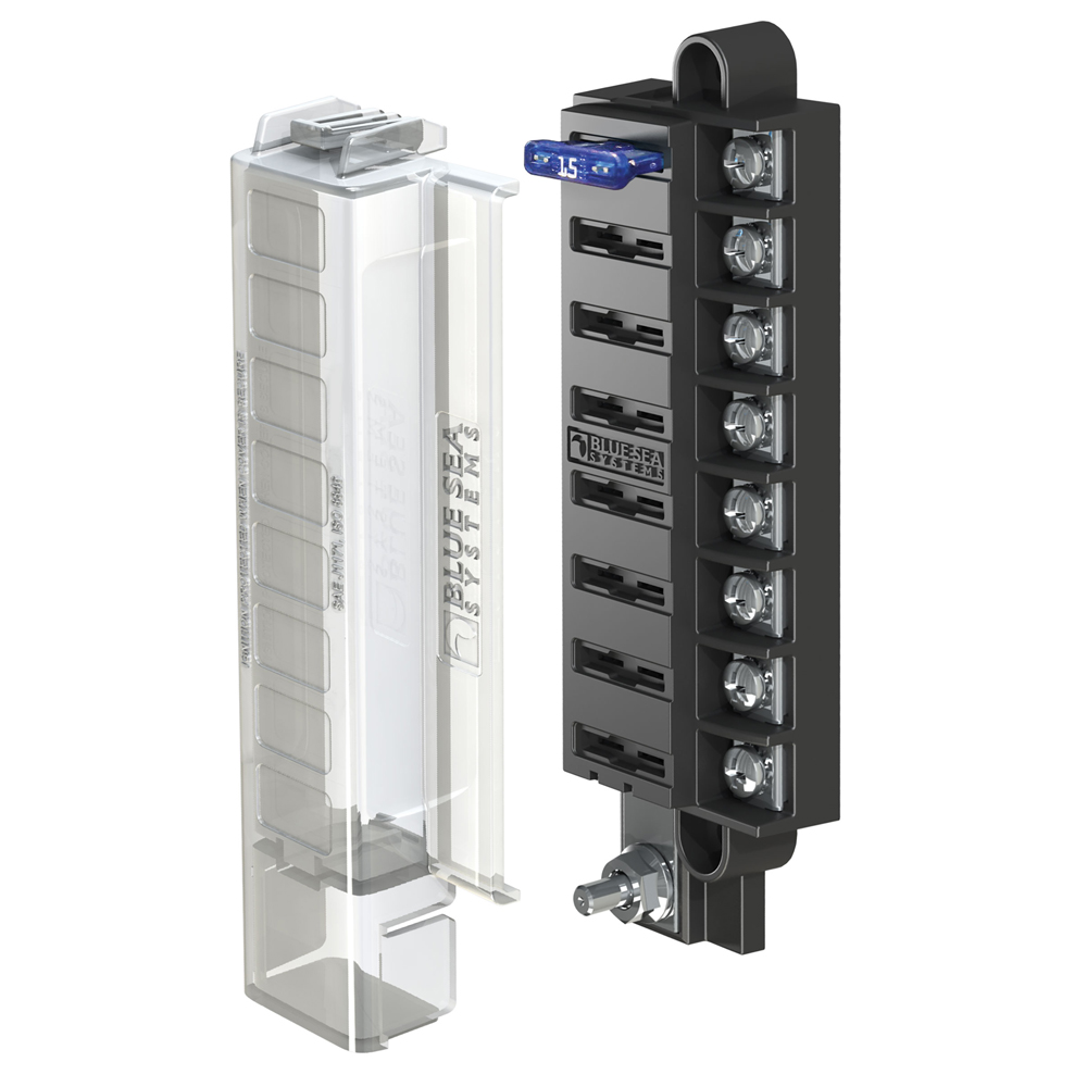 Blue Sea 5046 ST Blade Compact Fuse Blocks - 8 Circuits w/Cover, made by Blue Sea Systems - 5046 Blue Sea 5046 ST Blade Compact Fuse Blocks - 8 Circuits w/Cover, made by Blue Sea Systems - 5046
