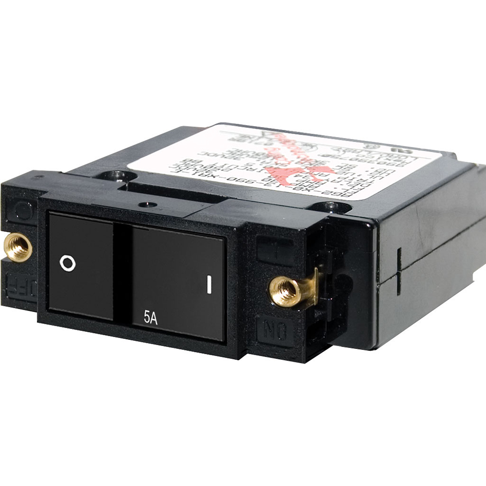 Blue Sea 7400 Single Pole Small Case 2" Flat Rocker Circuit Breaker - 5 Amp, made by Blue Sea Systems - 7400