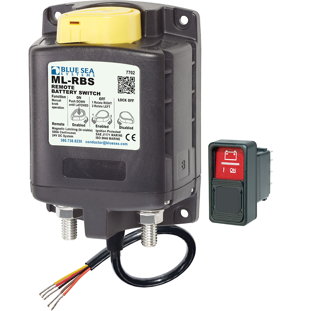 Blue Sea 7702 ML-Series Remote Battery Switch w/Manual Control 24V DC, made by Blue Sea Systems - 7702 Blue Sea 7702 ML-Series Remote Battery Switch w/Manual Control 24V DC, made by Blue Sea Systems - 7702