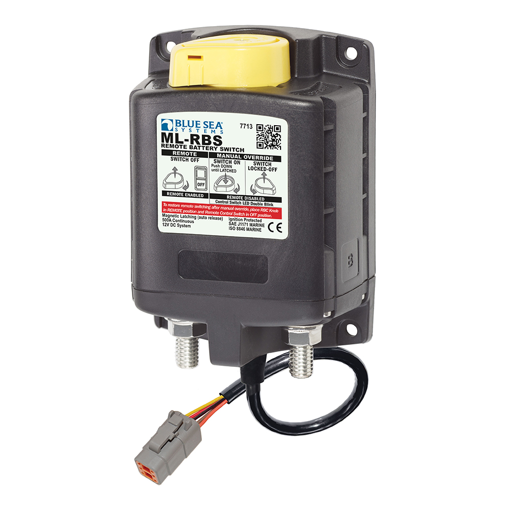 Blue Sea 7713100 ML-RBS Remote Battery Switch w/Manual Control Auto Release & Deutsch Connector - 12V, made by Blue Sea Systems - 7713100 Blue Sea 7713100 ML-RBS Remote Battery Switch w/Manual Control Auto Release & Deutsch Connector - 12V, made by Blue Sea Systems - 7713100