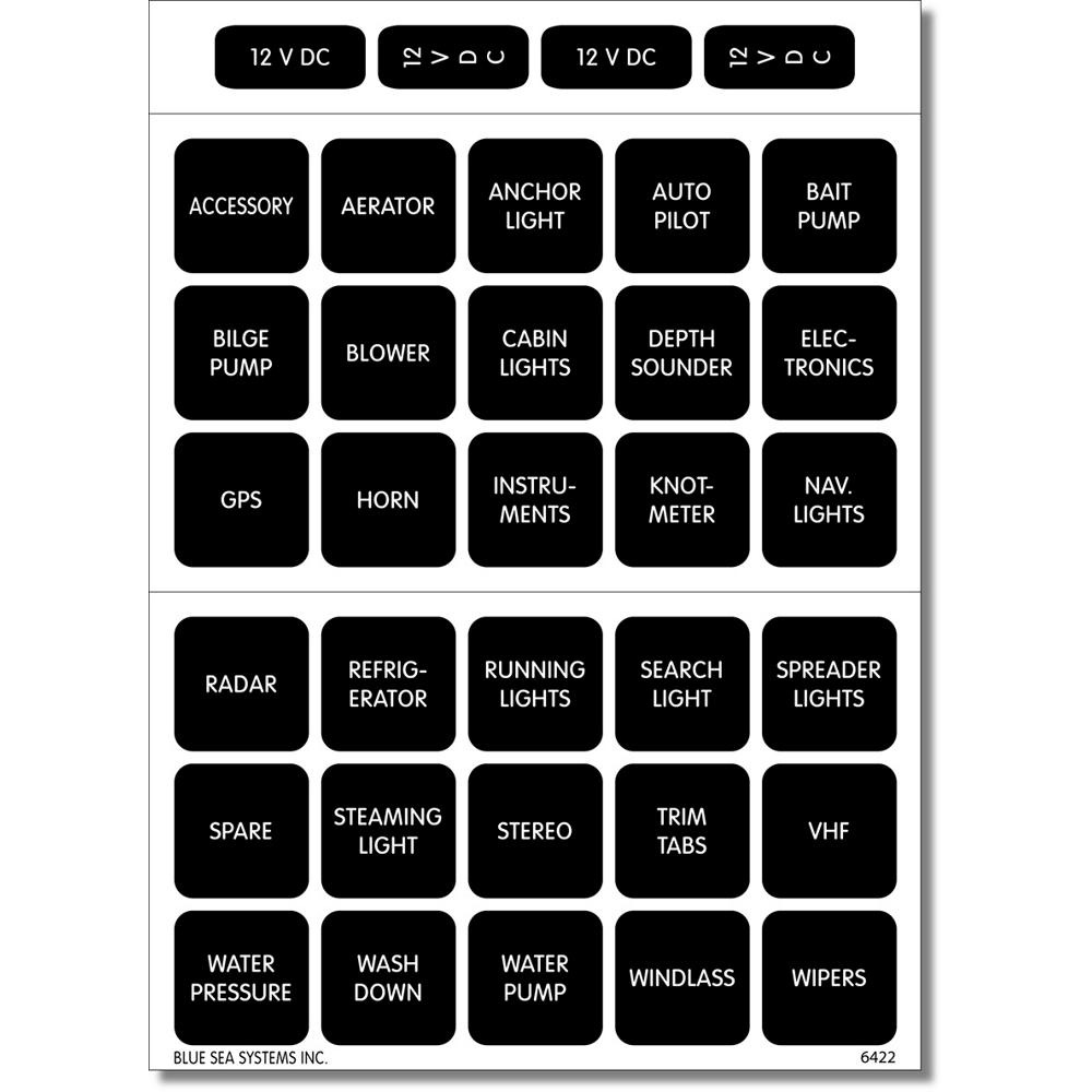 Blue Sea 4215 Square Format Label Set - 30, made by Blue Sea Systems - 4215 Blue Sea 4215 Square Format Label Set - 30, made by Blue Sea Systems - 4215