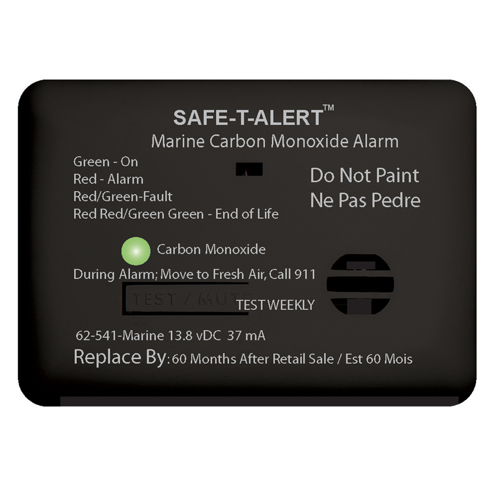 Safe-T-Alert 62 Series Carbon Monoxide Alarm - 12V - 62-541-Marine - Surface Mount - Black, made by Safe-T-Alert - 62-541-MARINE-BL Safe-T-Alert 62 Series Carbon Monoxide Alarm - 12V - 62-541-Marine - Surface Mount - Black, made by Safe-T-Alert - 62-541-MARINE-BL