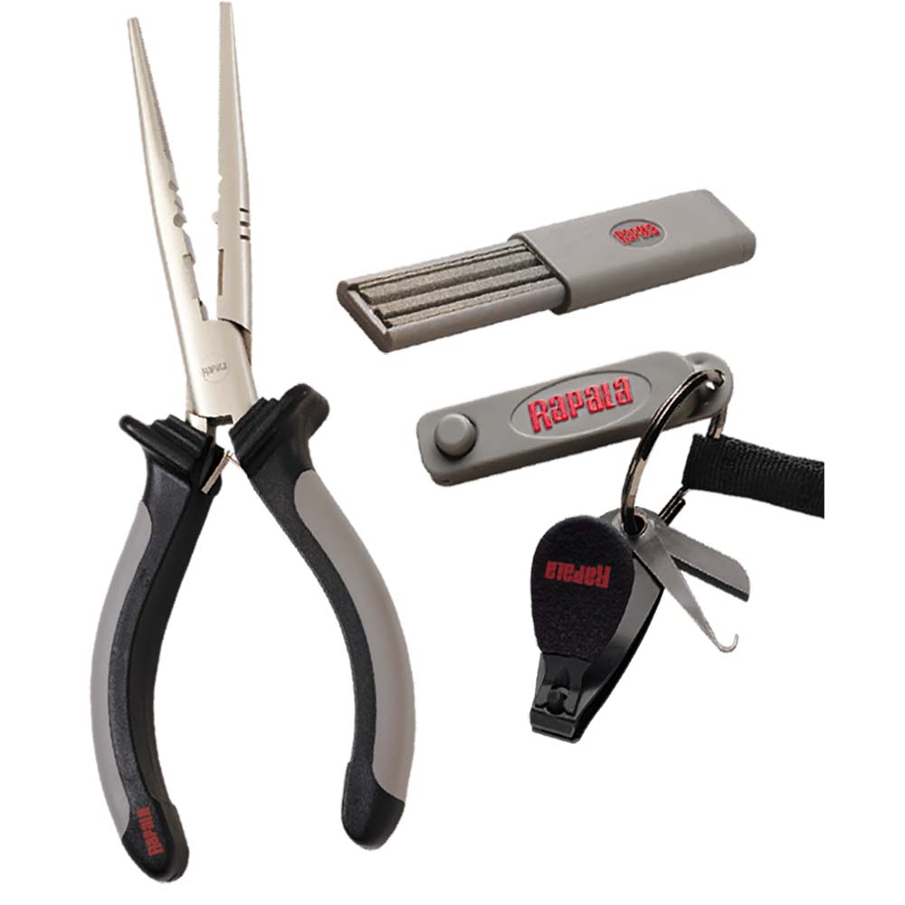 Rapala Combo Pack - Pliers, Clipper, Punch & Sharpener, made by Rapala - RTC-6PCHS Rapala Combo Pack - Pliers, Clipper, Punch & Sharpener, made by Rapala - RTC-6PCHS