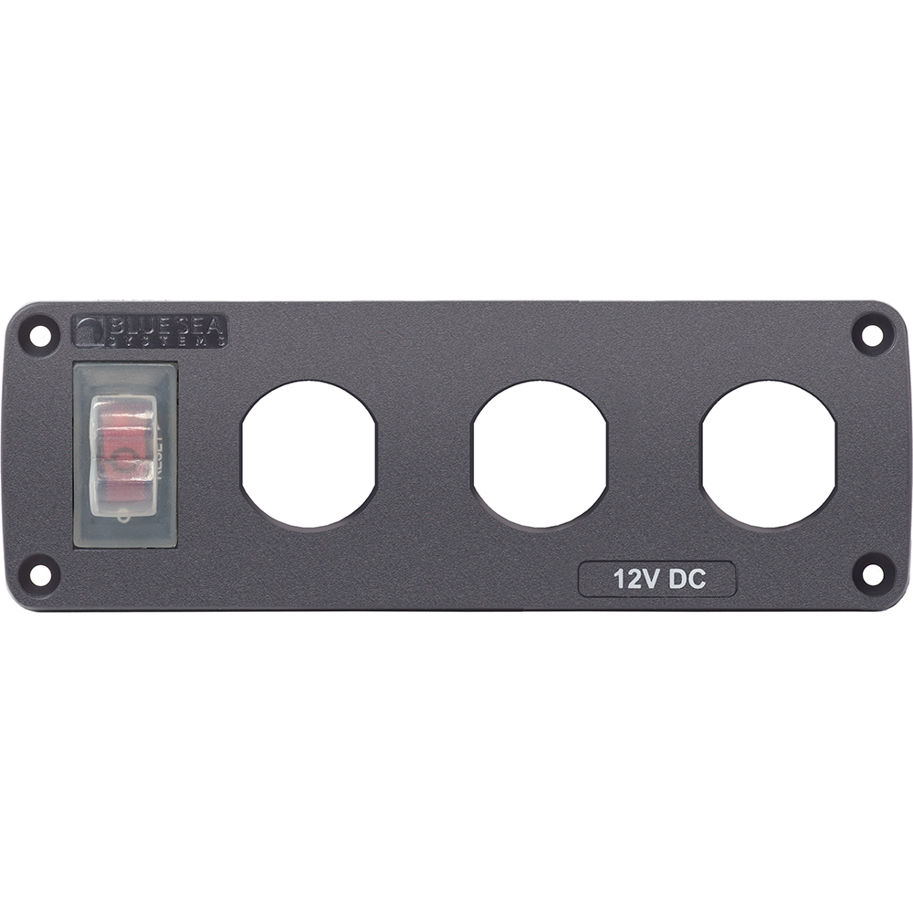 Blue Sea 4367 Water Resistant USB Accessory Panel - 15A Circuit Breaker, 3x Blank Apertures, made by Blue Sea Systems - 4367