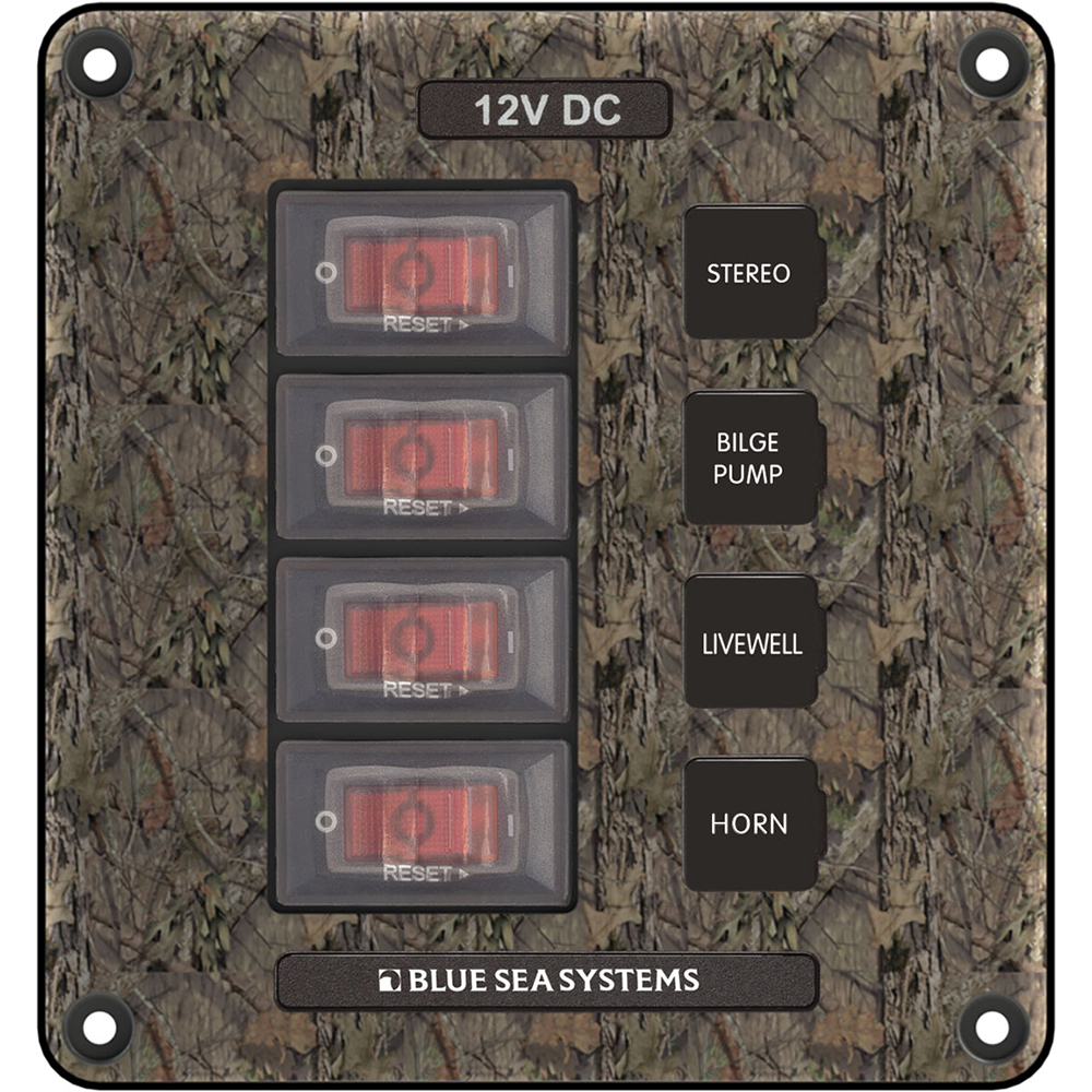 Blue Sea 4323 Circuit Breaker Switch Panel 4 Position - Camo, made by Blue Sea Systems - 4323 Blue Sea 4323 Circuit Breaker Switch Panel 4 Position - Camo, made by Blue Sea Systems - 4323