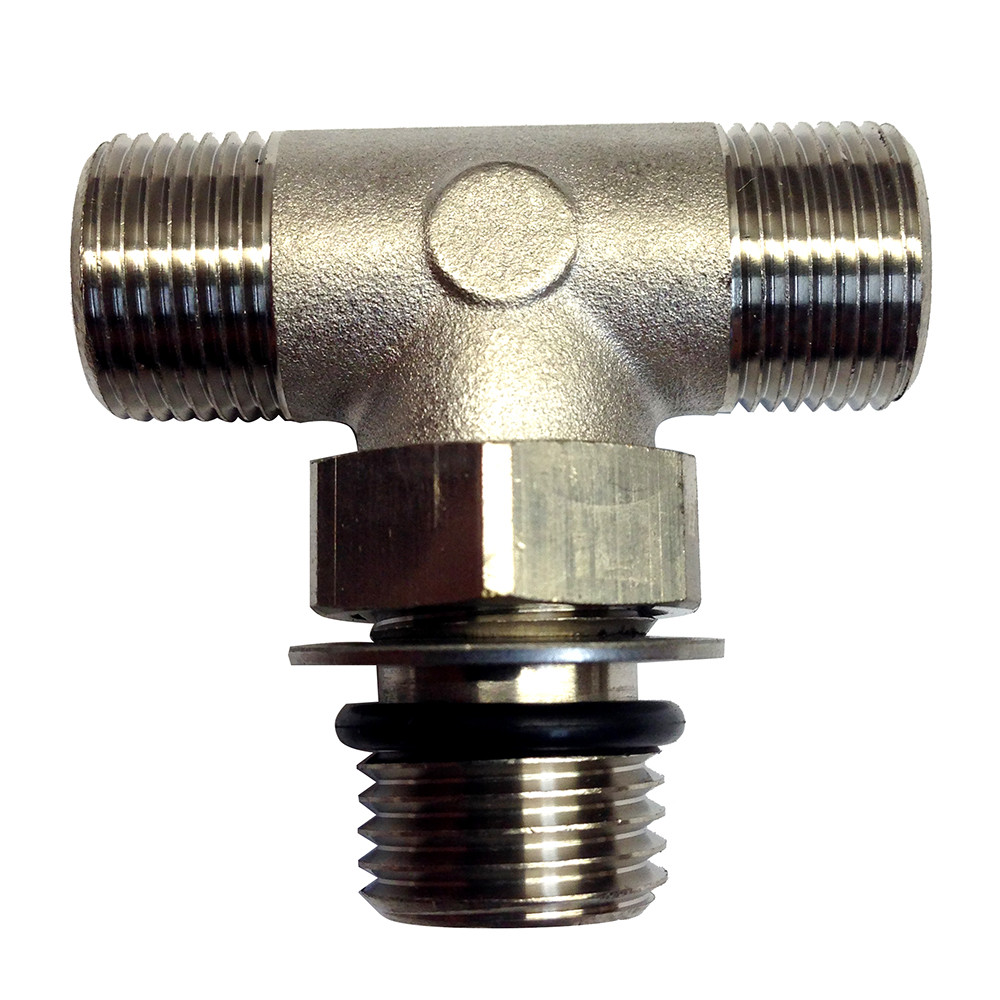 Uflex Boss Style T-Fitting - Nickel - ORB 6 to 3/8" COMP, made by Uflex USA - 71955T Uflex Boss Style T-Fitting - Nickel - ORB 6 to 3/8" COMP, made by Uflex USA - 71955T
