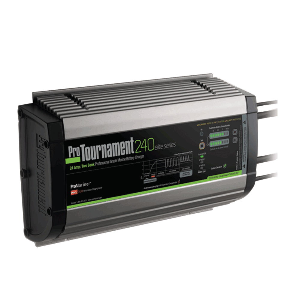 ProMariner ProTournament 240 <i>elite</i> Dual Charger - 24 Amp, 2 Bank, made by ProMariner - 52024 ProMariner ProTournament 240 <i>elite</i> Dual Charger - 24 Amp, 2 Bank, made by ProMariner - 52024