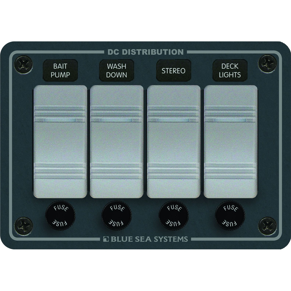 Blue Sea 8262 Waterproof Panel 4 Position - Slate Grey, made by Blue Sea Systems - 8262 Blue Sea 8262 Waterproof Panel 4 Position - Slate Grey, made by Blue Sea Systems - 8262