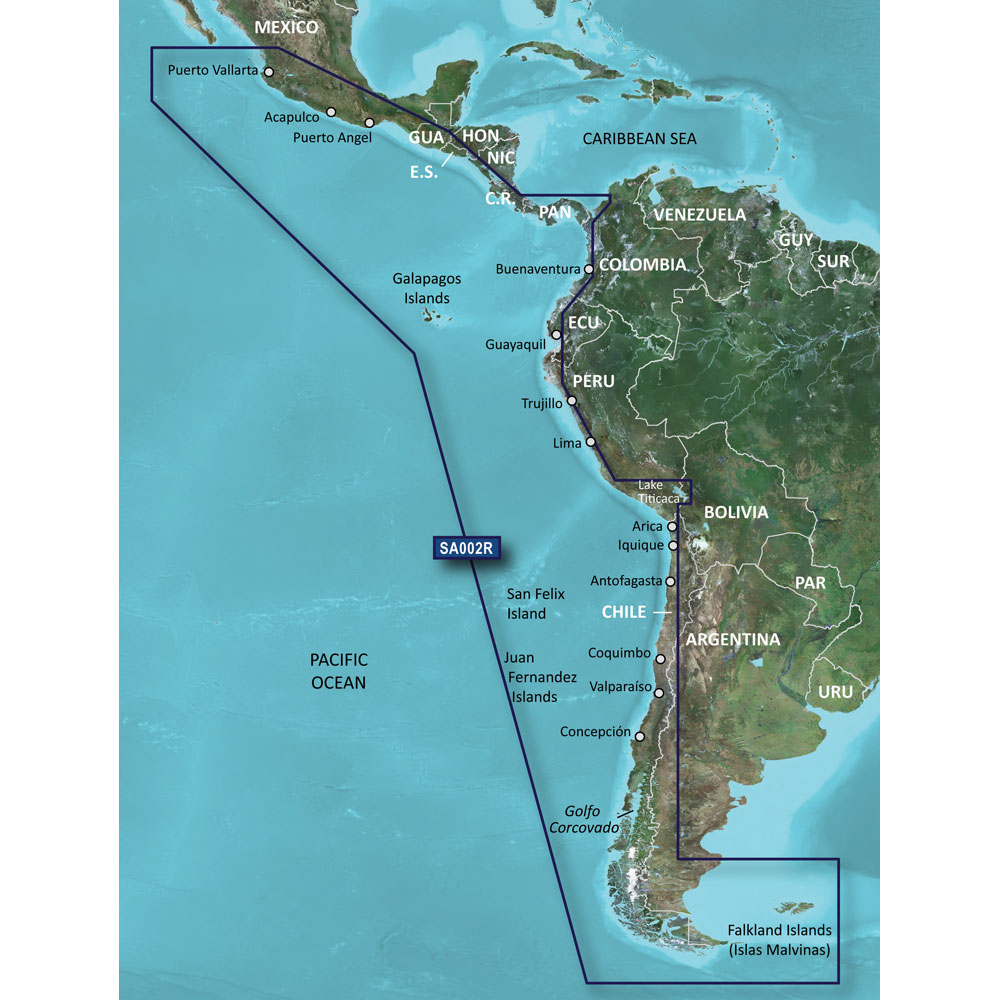 Garmin BlueChart® g3 Vision® HD - VSA002R - South America West Coast - microSD™/SD™, made by Garmin - 010-C1063-00 Garmin BlueChart® g3 Vision® HD - VSA002R - South America West Coast - microSD™/SD™, made by Garmin - 010-C1063-00